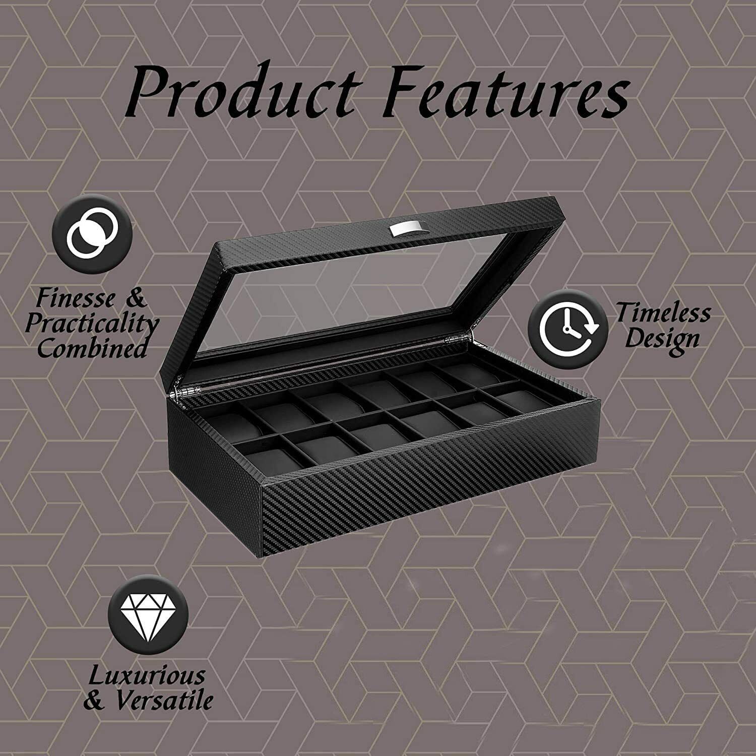 12-Slot Watch Box Organizer Display