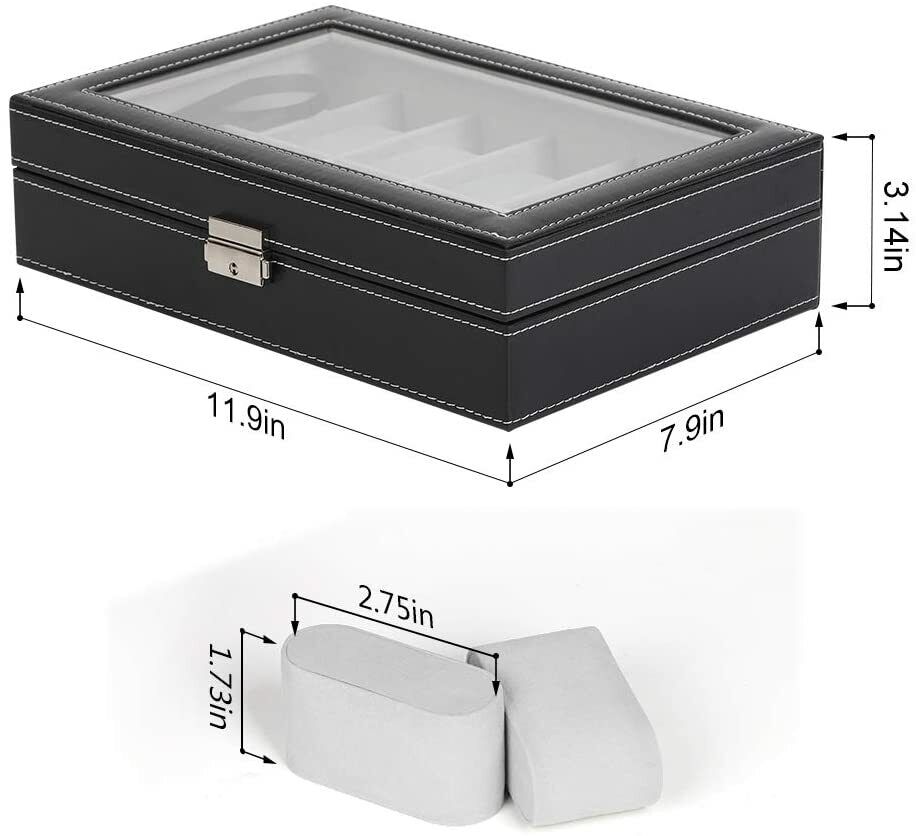 Lockable Leather Watch Display Case with 12 Slots
