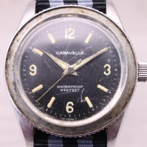 Vintage Caravelle Sea Hunter Devil Diver Mens Watch 666 Feet Running M6