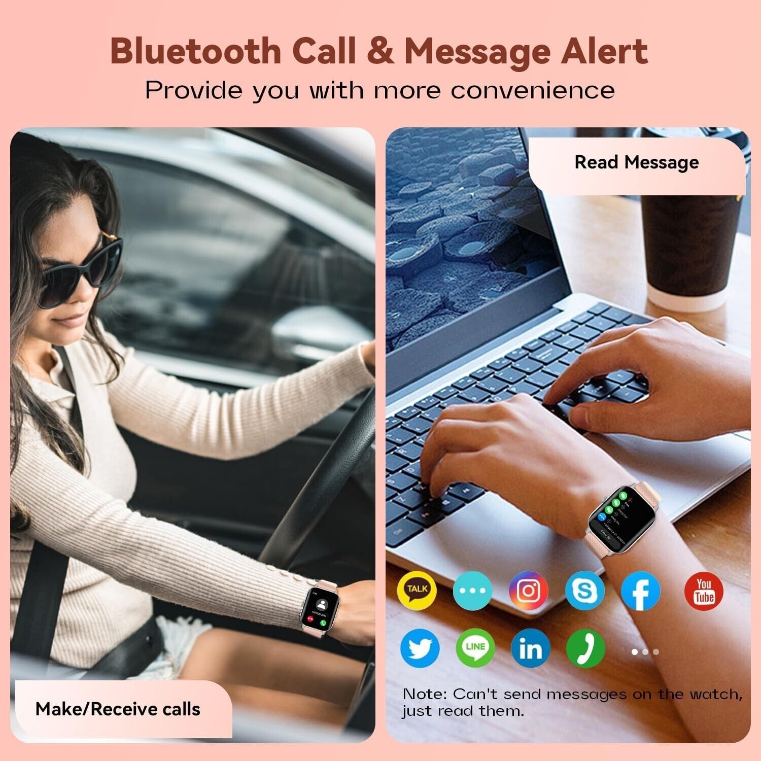 Smartwatch for Women, Bluetooth, Apple iPhone & Android