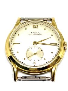 18k. Gold Vintage '' DOXA'' Mens WATCH.Swiss.34mm.17 Jew.Silver Dial.Mechanical.