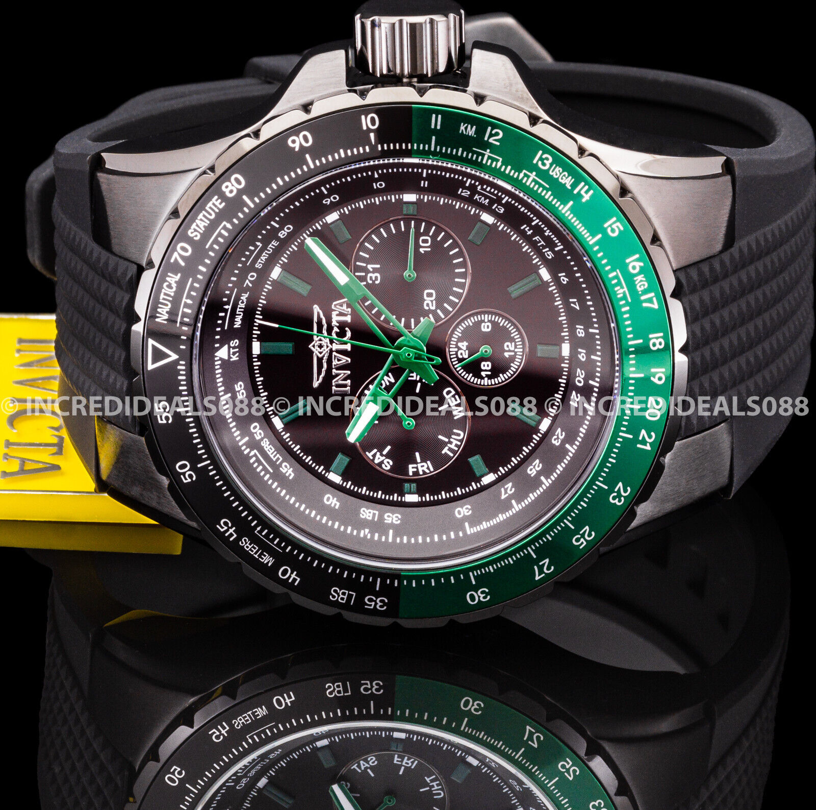 Invicta Multi Function Aviator Watch Black Green