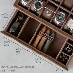 TAWBURY 12-Slot Watch Box for Men - Brown