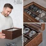 TAWBURY 12-Slot Watch Box for Men - Brown