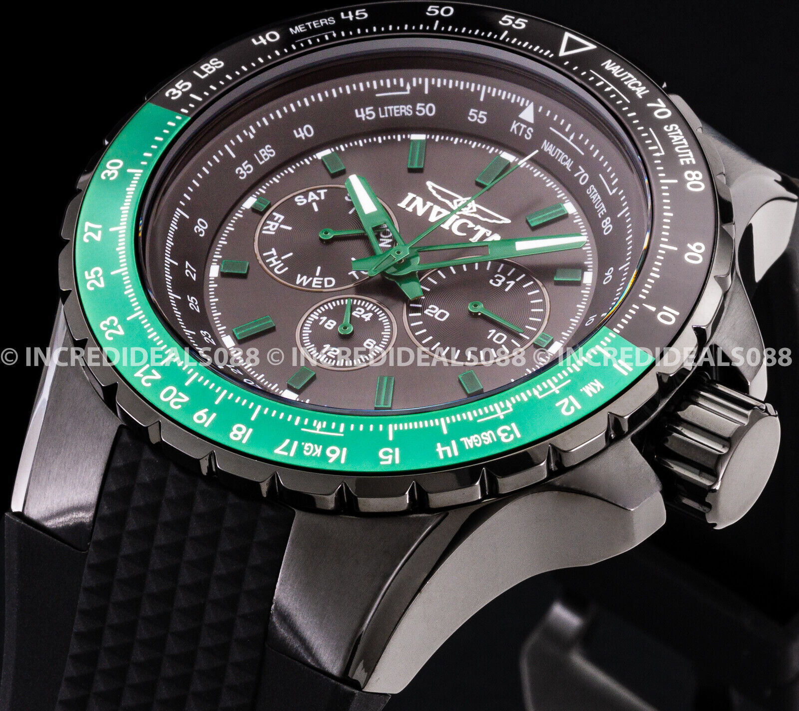 Invicta Multi Function Aviator Watch Black Green