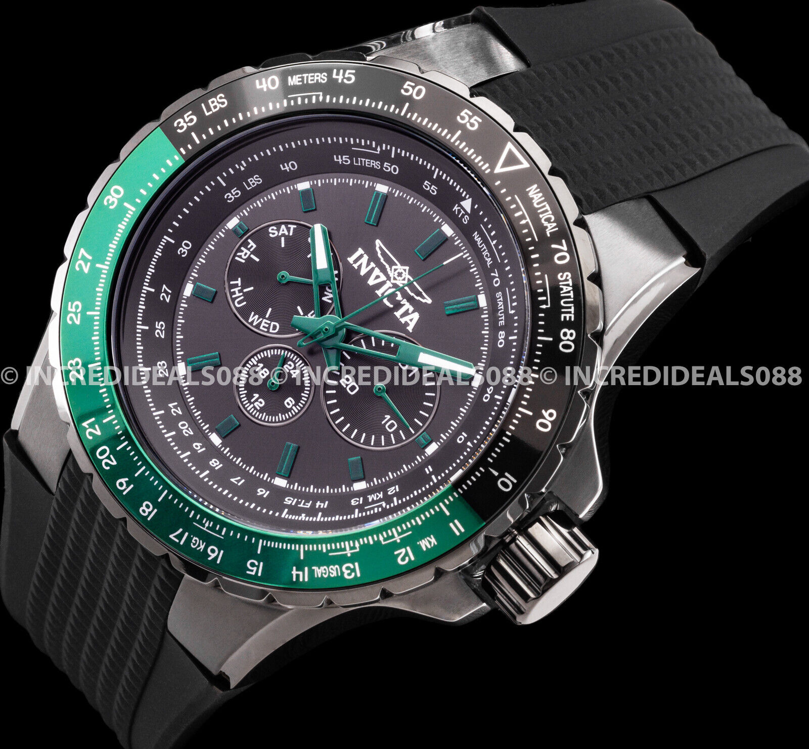 Invicta Multi Function Aviator Watch Black Green
