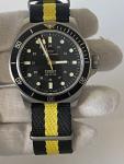 Glycine Combat Sub GL0258 30ATM 25J Automatic Black / Yellow Satin Strap Watch