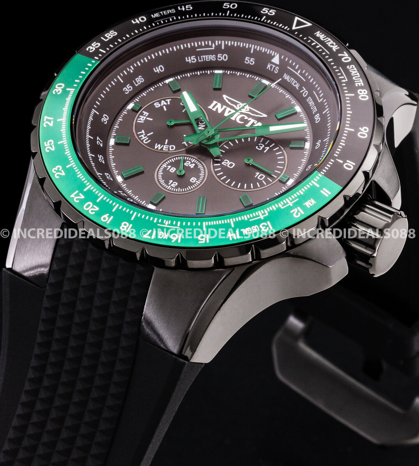 Invicta Multi Function Aviator Watch Black Green