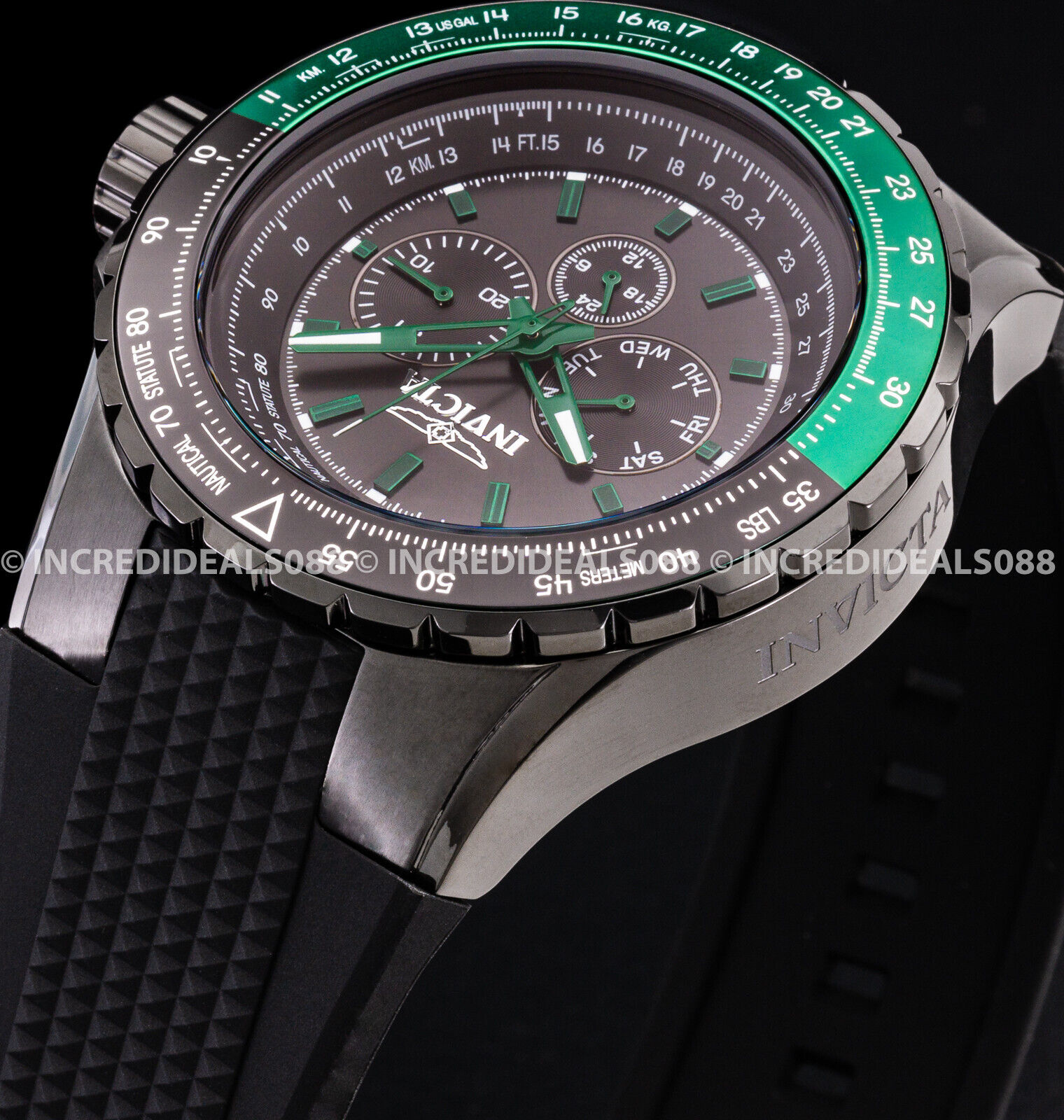 Invicta Multi Function Aviator Watch Black Green