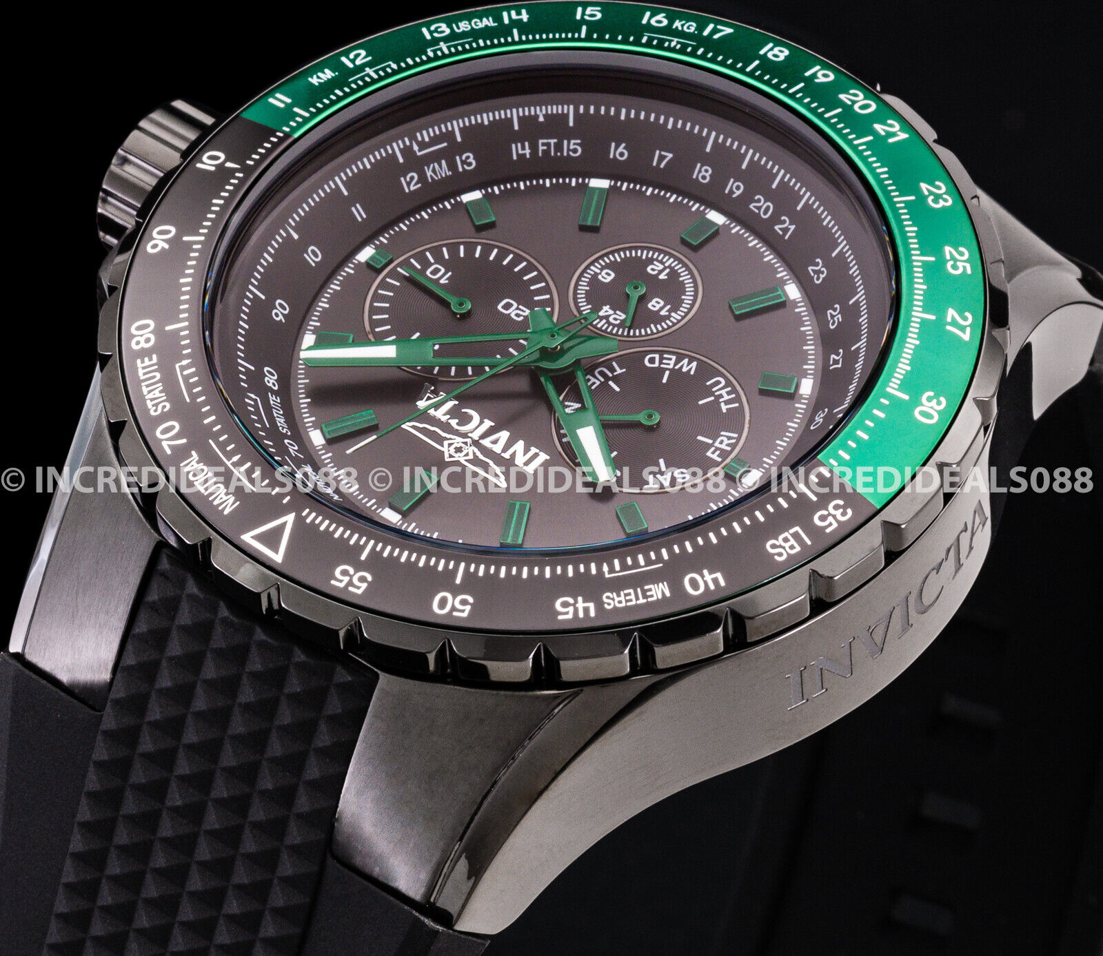 Invicta Multi Function Aviator Watch Black Green