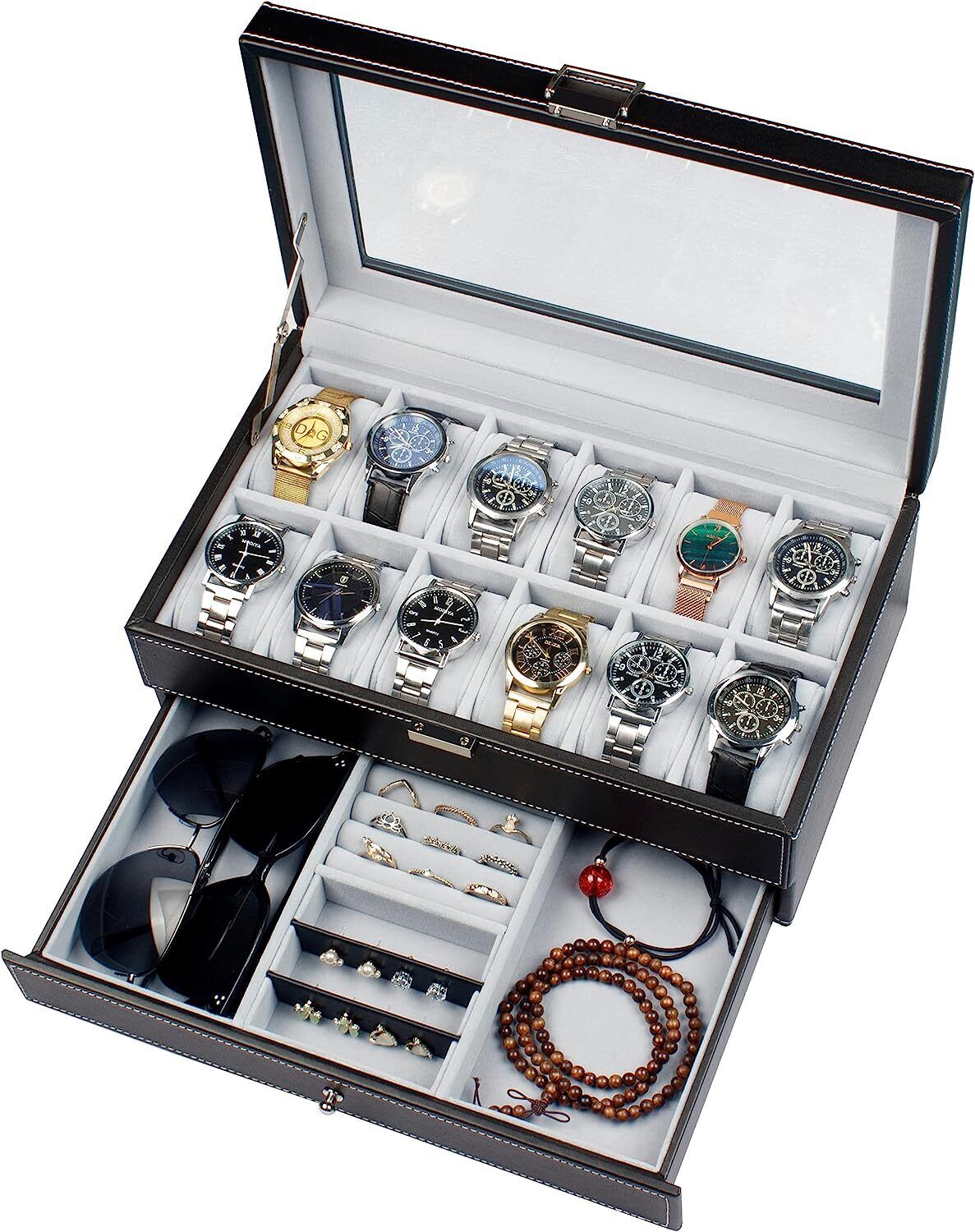 Leather Watch Box - 12 Slot Organizer