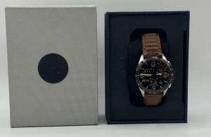 AVI-8 MUSTANG BLAKESLEE MENS STAINLESS STEEL BROWN LEATHER WATCH