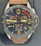 AVI-8 MUSTANG BLAKESLEE MENS STAINLESS STEEL BROWN LEATHER WATCH