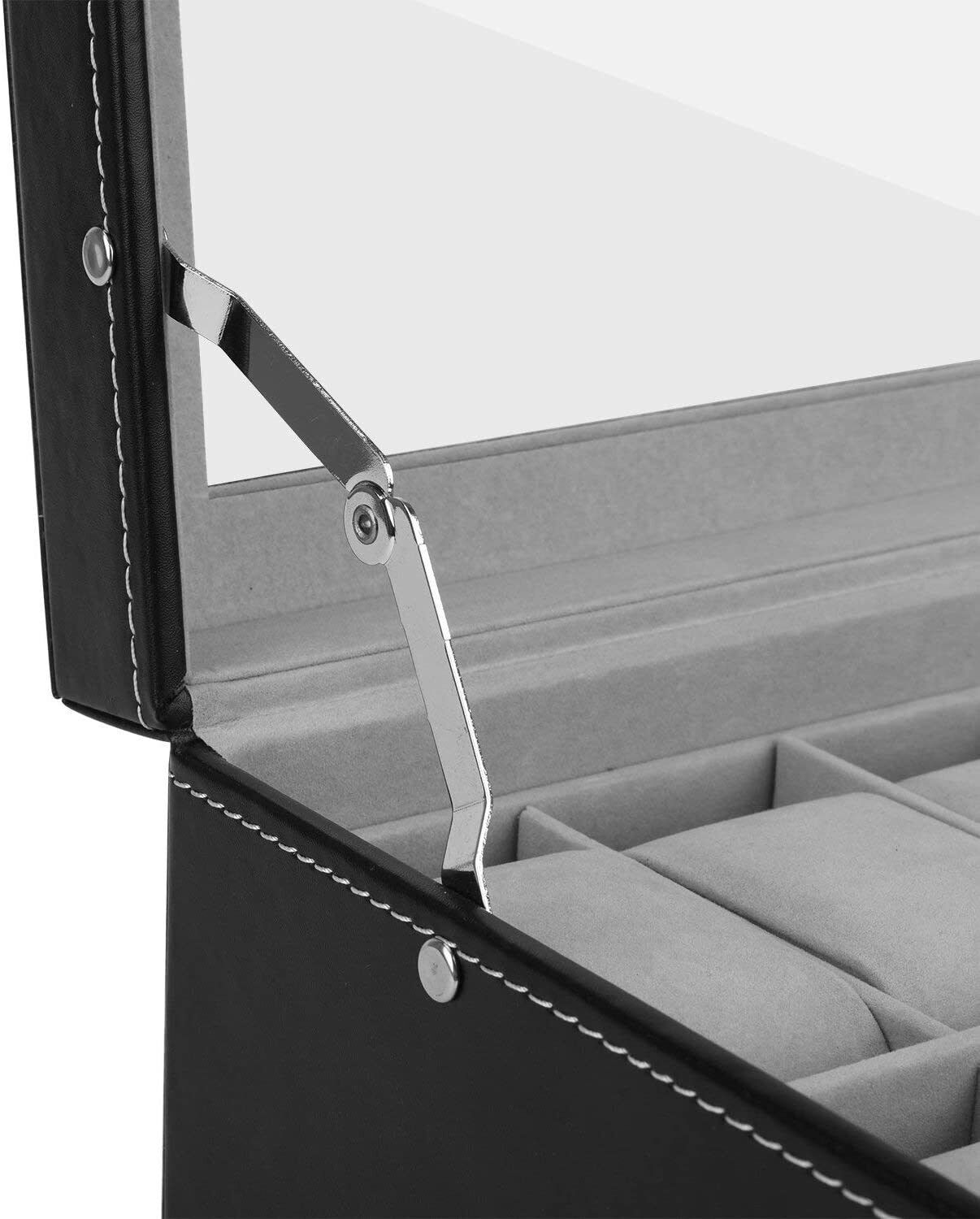 Leather Watch Box with Jewelry Drawer - 12 Slots