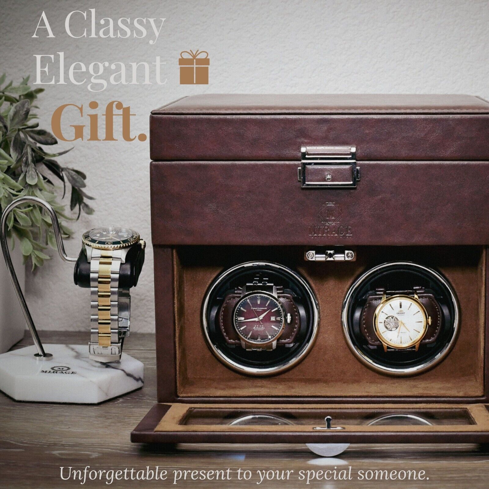 Automatic Watch Winder Box - Coffee Brown