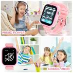 OKYUK Kids Smart Watch Gift for Girls Age 5-12, 4G Kids Watch 47 Games, HD Touch Screen Two-Way Calling Feature, School Settings, SOS, Birthday Gift for Boys and Girls Ages 7 8 9 10 (Pink)