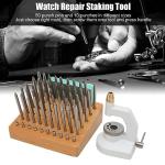 Watch Repair Staking Tool Press Set Watchmaker Punching Kit Jewelling Tool with 50 Punches 10 Stakes