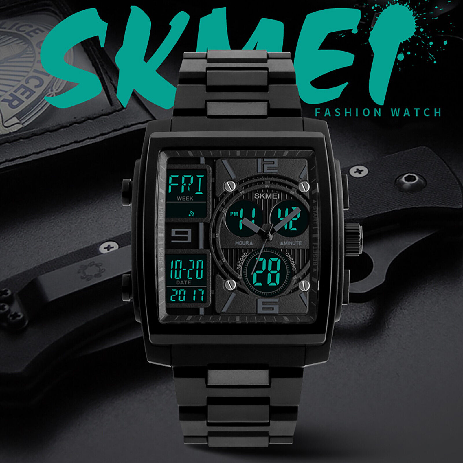 Men's Military Sport Watch with LED Analog Chronograph