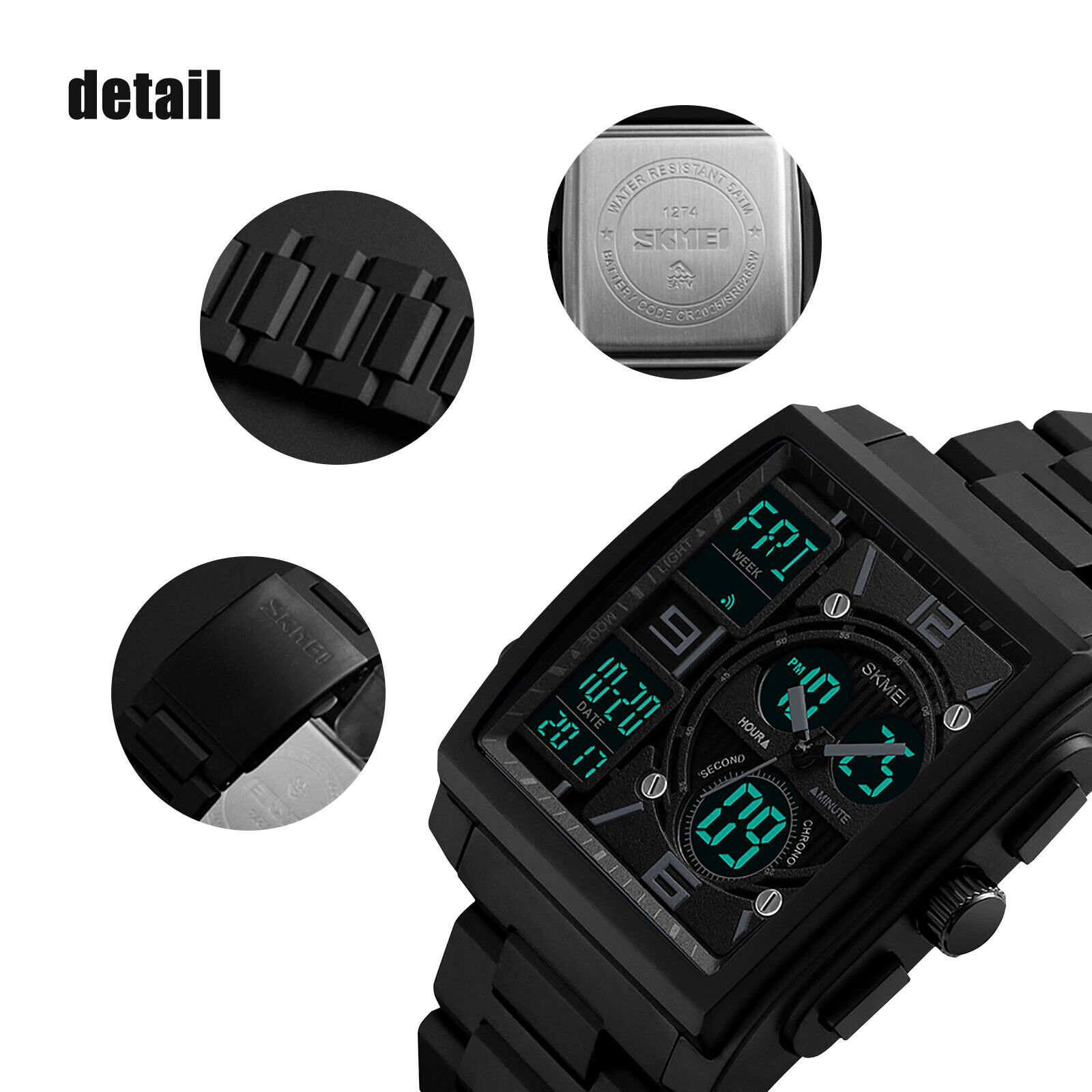 Men's Military Sport Watch with LED Analog Chronograph