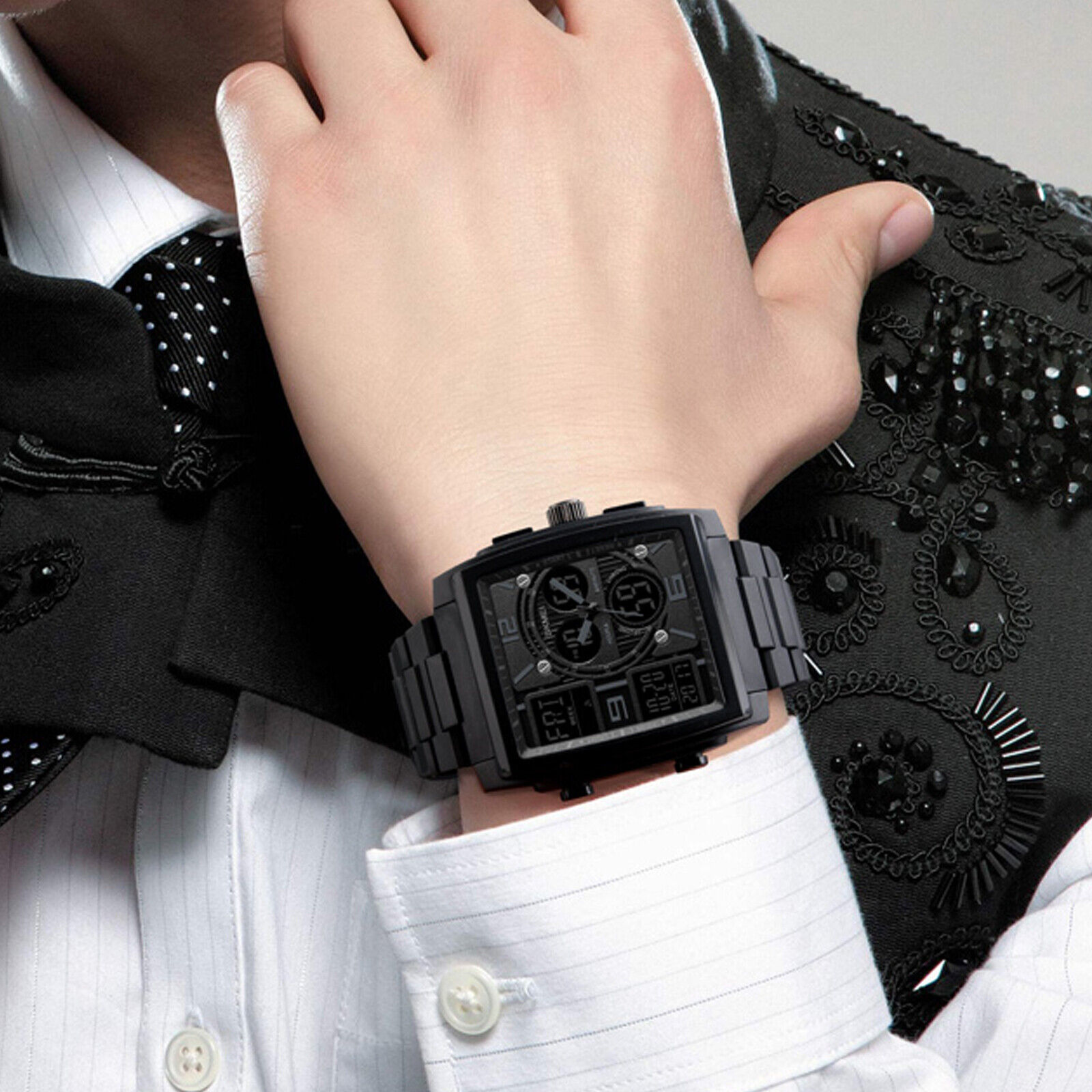 Men's Military Sport Watch with LED Analog Chronograph
