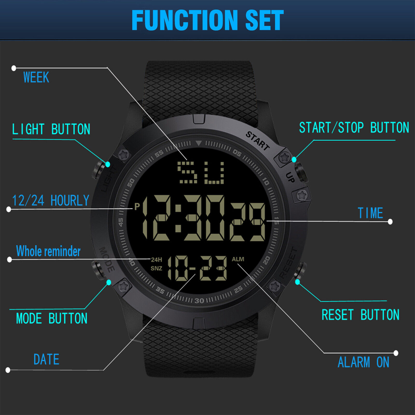 Waterproof Military Digital LED Sports Watch