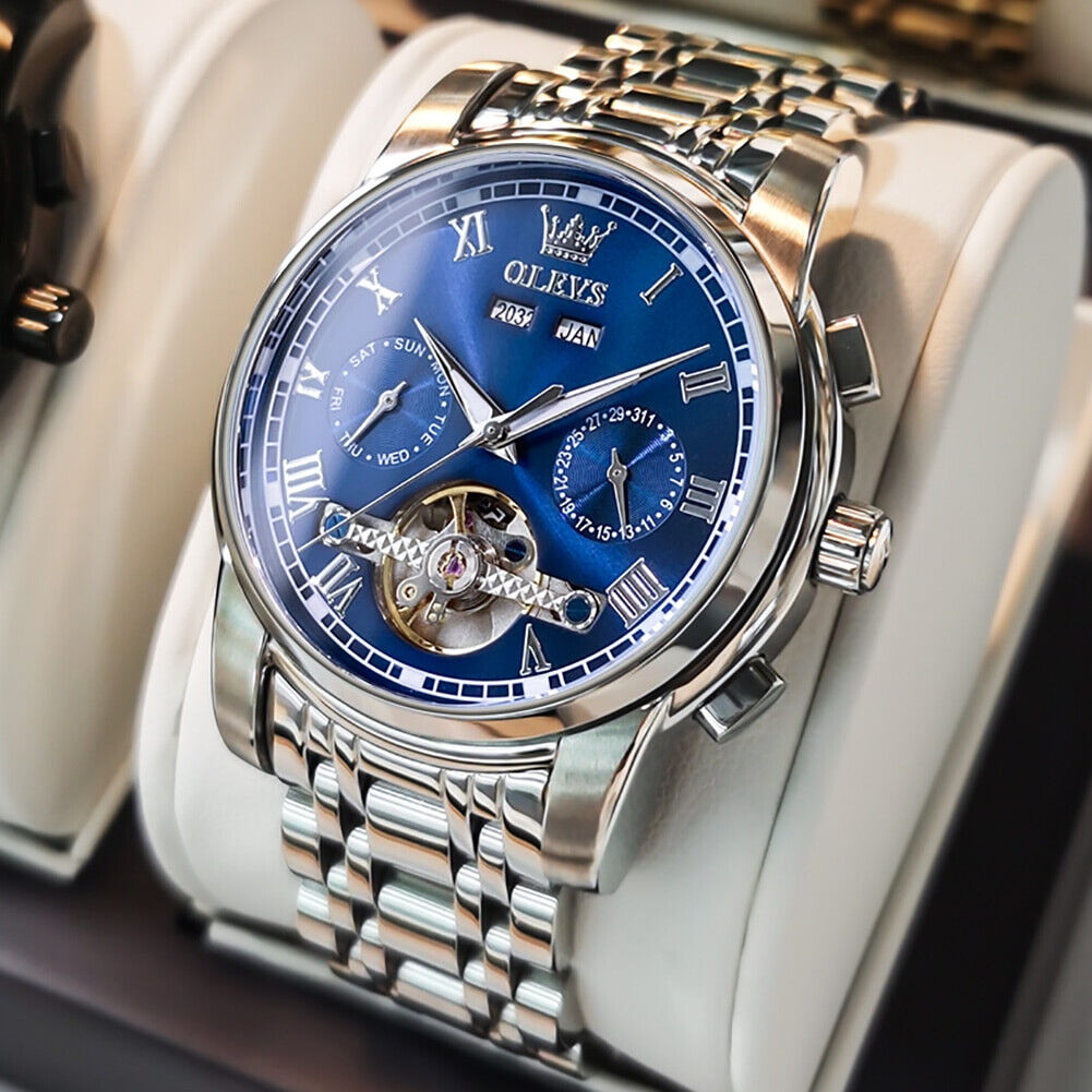 OLEVS Men's Automatic Mechanical Business Waterproof Skeleton Watch