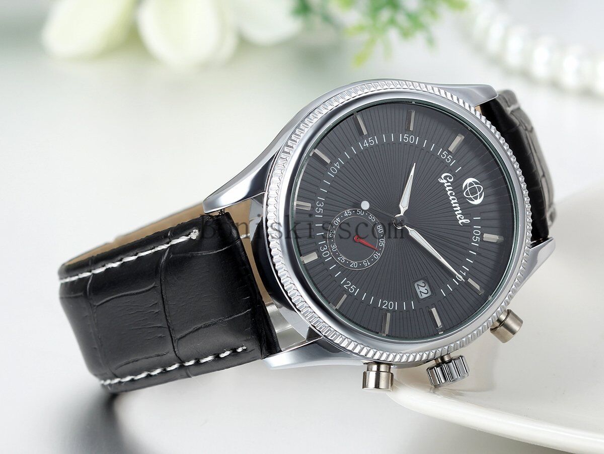 Men's Skeleton Automatic Mechanical Watch with Leather Band