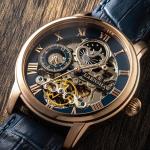Thomas Earnshaw Longitude Automatic Skeleton Blue Rose Gold Men's Watch - Brand