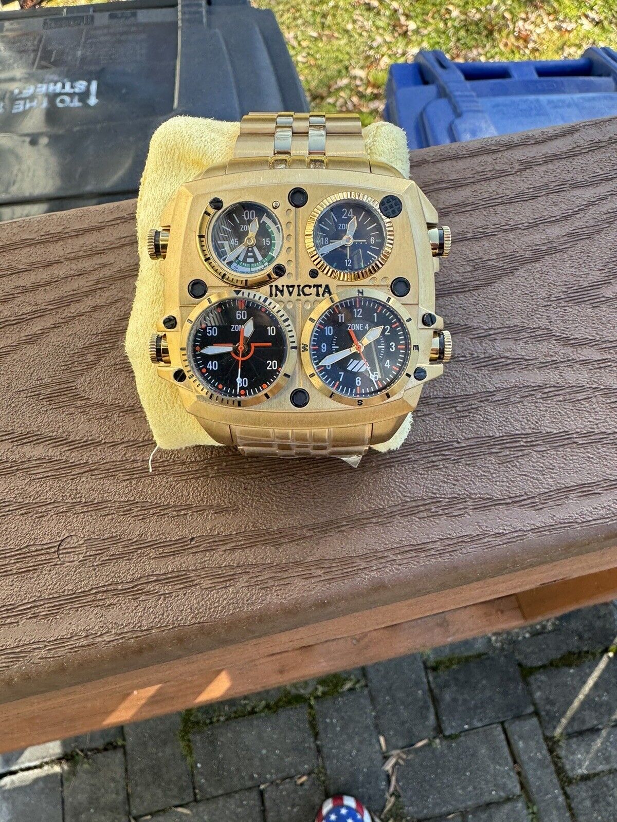 Gold Invicta Aviator Zulu Time 50mm Men's Watch