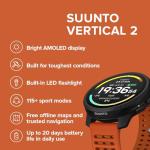 SUUNTO Vertical 2 GPS Sport Watch, Bright 1.5” AMOLED Touchscreen, LED Flashlight, 20-Day Battery Life, Offline Maps, Training Metrics & Recovery Insights, Dual-GNSS, 115+ Sport Modes, Canyon