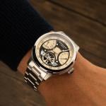 Thomas Earnshaw Watch - Cream Black Dual Retrograde Open Heart Automatic Watch