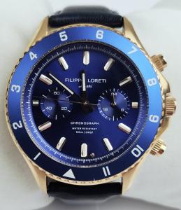 Filippo Loreti Ascari Chronograph Watch - Rose Gold and Blue - Parts or Repair