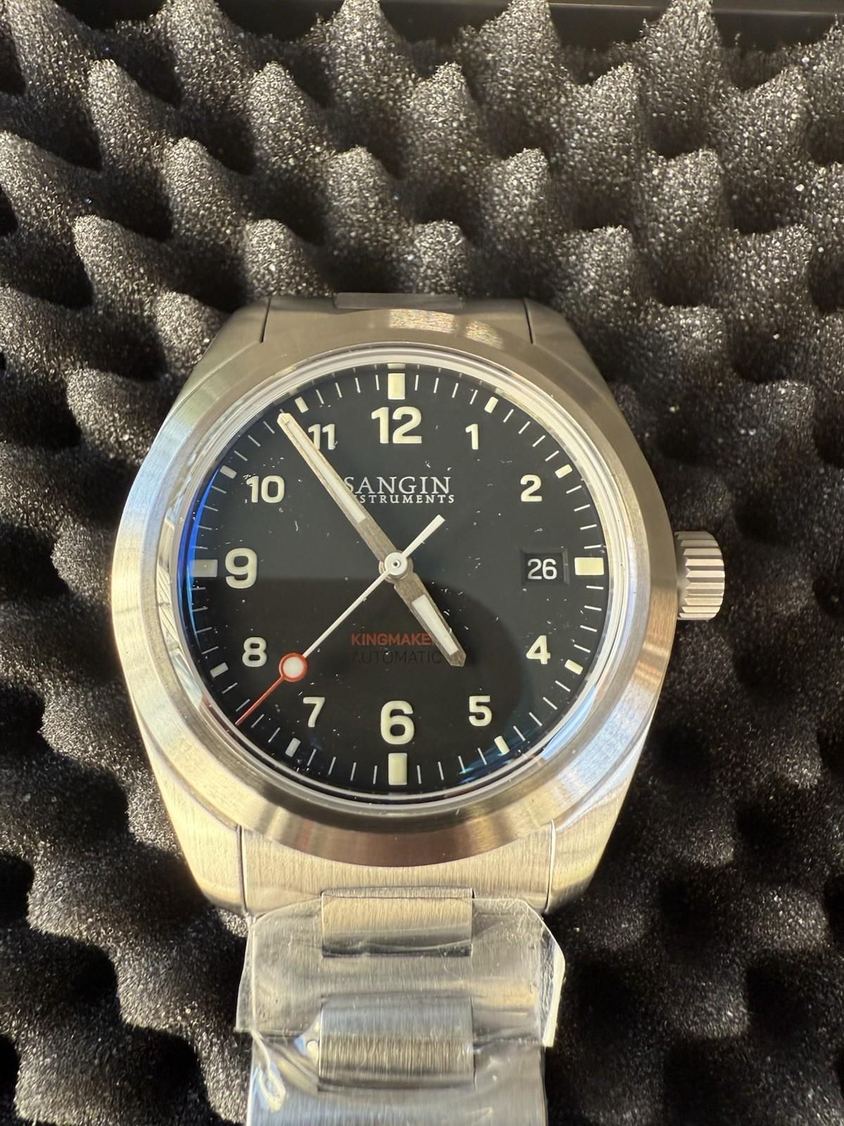 NEW Sangin Instruments KINGMAKER AUTOMATIC FIELD WATCH. COMPLETE SET