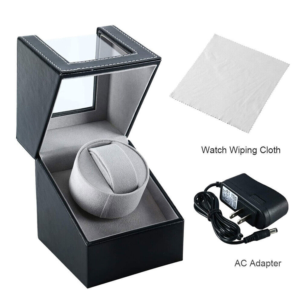 Leather Single Watch Winder Box Display Case
