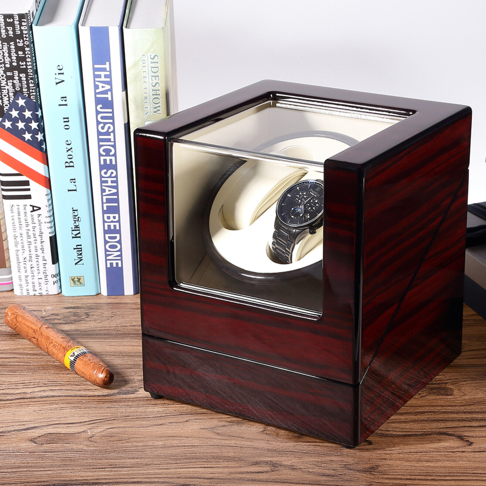 Wooden Watch Winder Case Box, 2 Slots