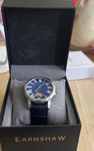 Thomas Earnshaw Longcase 43mm Silver Stainless Steel Case with Blue Leather...