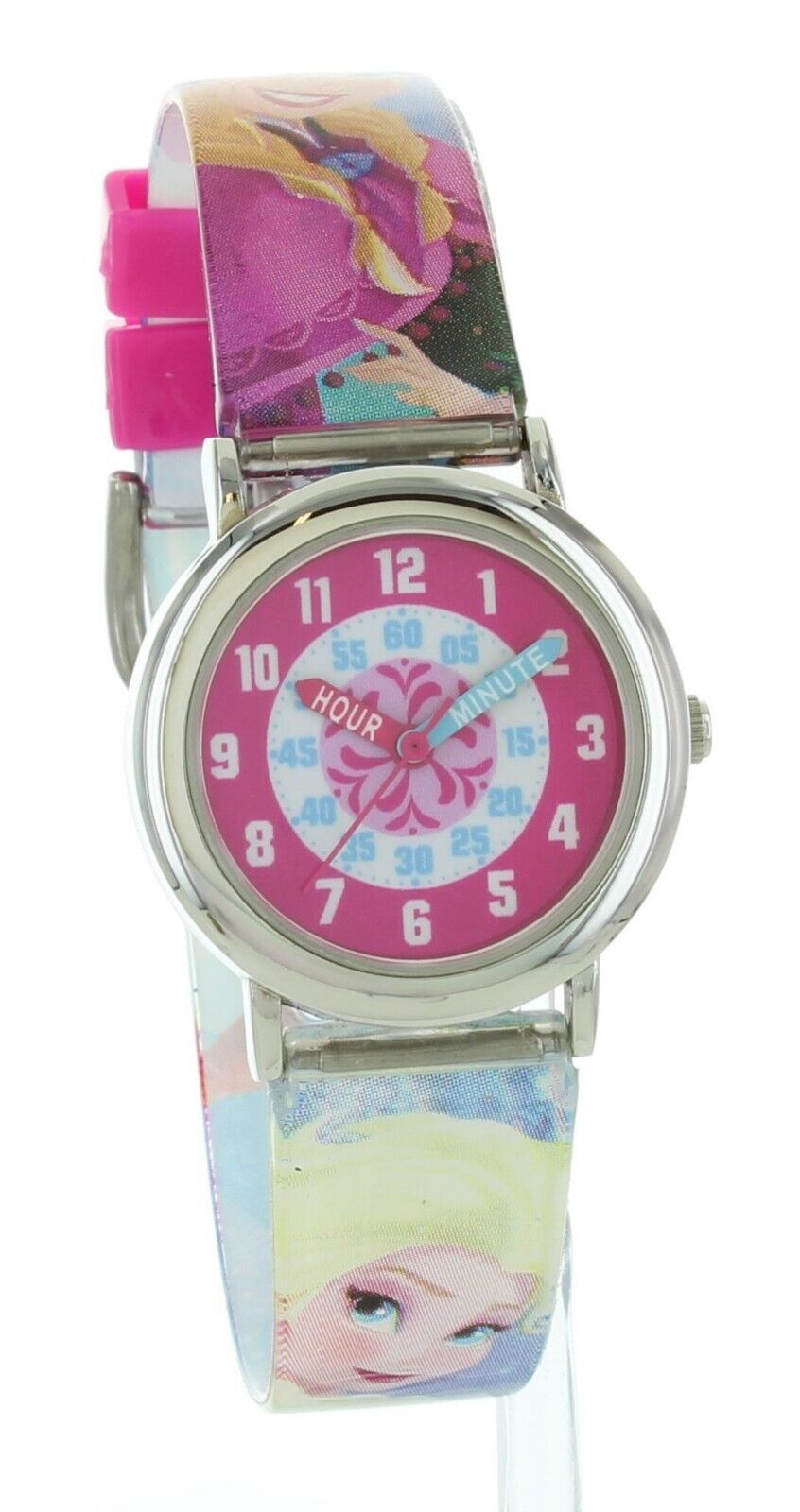 Disney Frozen Kids Silver Time Teacher Printed Band Watch