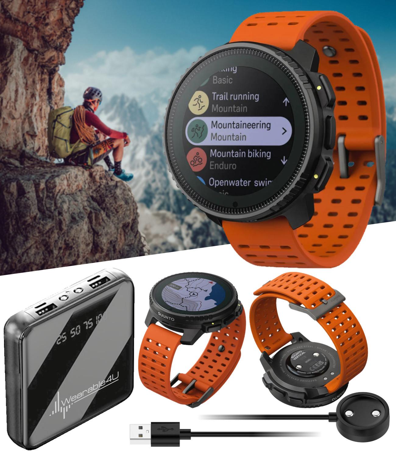 SUUNTO Vertical Adventure GPS Solar Steel Watch Canyon with Power Bank