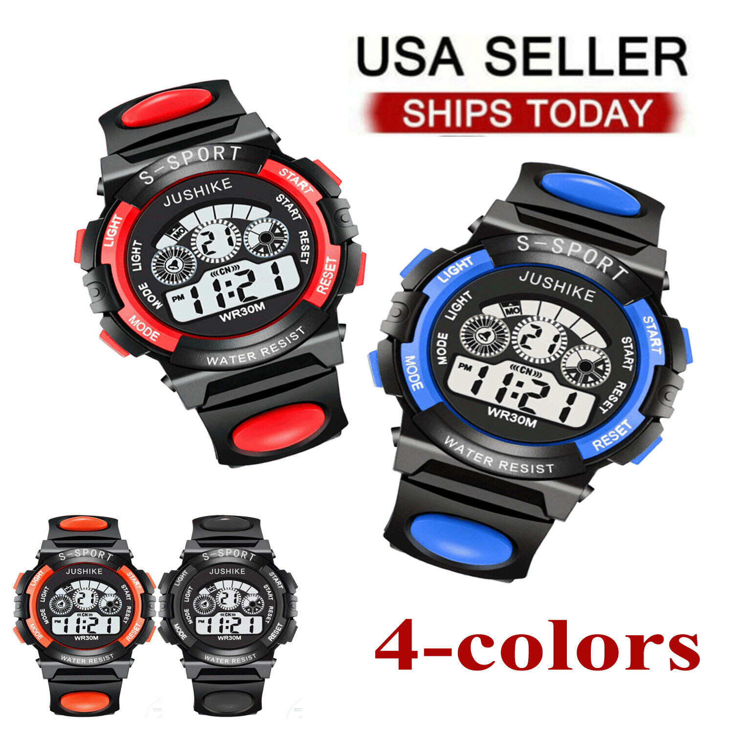 Men's Large Face LED Screen Sports Watch