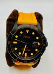 Vintage Fossil Black PVD  Men’s Watch Orange  Silicone Band  Excellent Condition