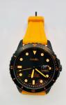 Vintage Fossil Black PVD  Men’s Watch Orange  Silicone Band  Excellent Condition