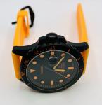 Vintage Fossil Black PVD  Men’s Watch Orange  Silicone Band  Excellent Condition