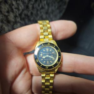 Innovative Time Mens Vintage Dive Watch Quartz Gold Black New Battery