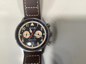 Avi-8 Hawker Hurricane Carey Dual Time Manston Mens Watch Blue and Tan Dial
