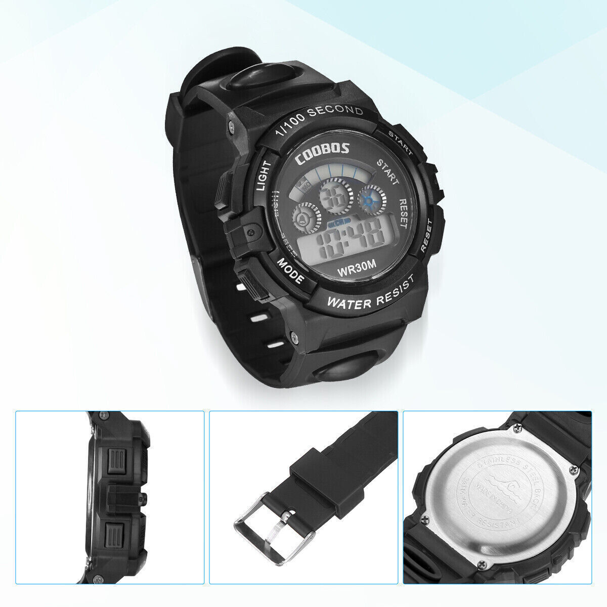 Men's Large Face LED Screen Sports Watch