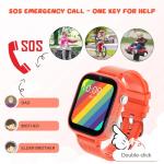 OKYUK Kids Smart Watch Gift for Girls Age 5-12, 4G Kids Watch 47 Games, HD Touch Screen Two-Way Calling Feature, School Settings, SOS, Birthday Gift for Boys and Girls Ages 7 8 9 10 (Orange)