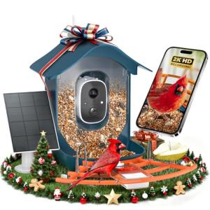 DOCOON Smart Bird Feeder with Camera, 2K HD AI Identify Birds Species, Bird Watching Camera with Solar Panel, Auto Capture Bi rd Videos & Instant Notifications, Ideal Present for BirdLover