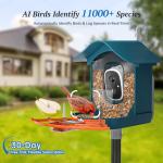 DOCOON Smart Bird Feeder with Camera, 2K HD AI Identify Birds Species, Bird Watching Camera with Solar Panel, Auto Capture Bi rd Videos & Instant Notifications, Ideal Present for BirdLover