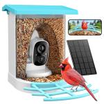 Smart Bird Feeder with Camera, 2K HD, Dual Granary, AI Identify 16,000+ Birds, Auto-Capture, Motion Detection, 5W Solar, 170° Wide View, Ideal Gift for Birds Lovers, Outdoor Bird Watching.