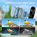 Smart Bird Feeder with Camera, 2K HD, Dual Granary, AI Identify 16,000+ Birds, Auto-Capture, Motion Detection, 5W Solar, 170° Wide View, Ideal Gift for Birds Lovers, Outdoor Bird Watching.